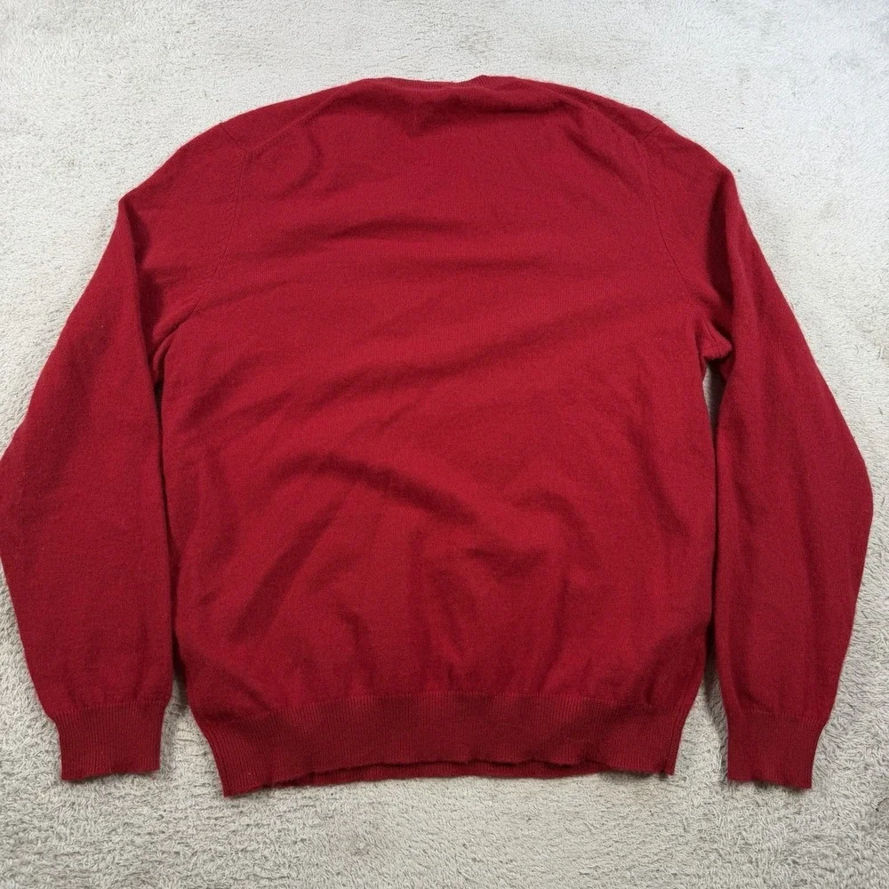 Club Room Sweater Mens Large Red 100% Cashmere V-Neck Pullover Soft Lightweight